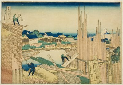 Tatekawa bij Honjo, uit de serie "Zesendertig Zichten op de Berg Fuji" door Katsushika Hokusai