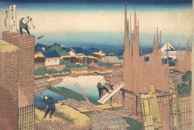 Tatekawa in Honjo, uit de serie Zesendertig Zichten op de Berg Fuji door Katsushika Hokusai