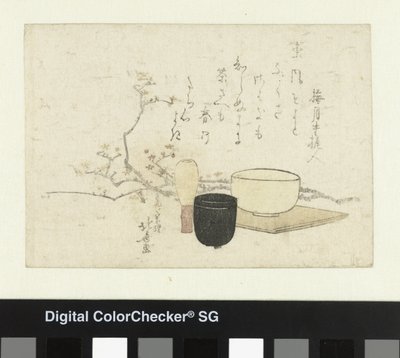Theeceremonie gereedschappen door Katsushika Hokusai