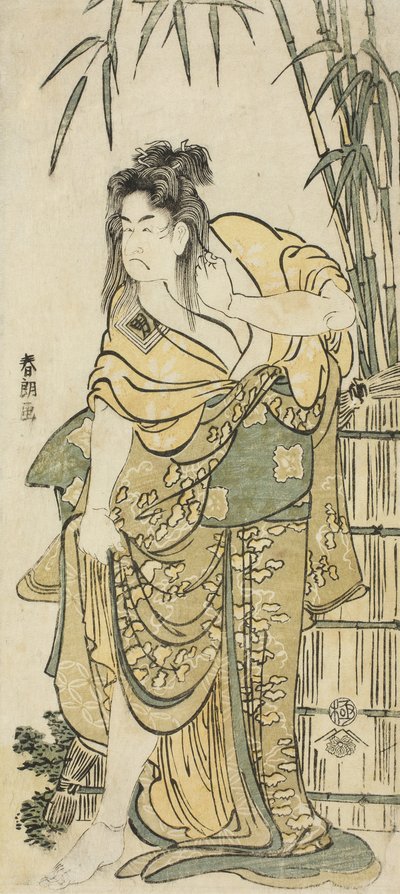 De acteur Ichikawa Komazo als een vrouw met verward haar, ca.1791 door Katsushika Hokusai
