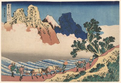 De achterkant van de berg Fuji gezien vanaf de Minobu-rivier, uit de serie Zesendertig gezichten op de berg Fuji door Katsushika Hokusai