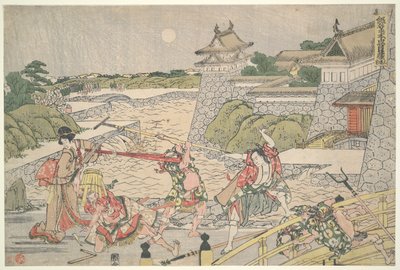 De Loyale Liga van Zevenenveertig Rōnin, Act III: Kampei aangevallen door Bannai en zijn mannen door Katsushika Hokusai