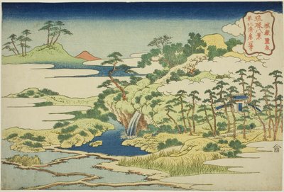 De Heilige Bron op de Vestingberg, uit de serie "Acht Zichten op de Ryukyu-eilanden" door Katsushika Hokusai
