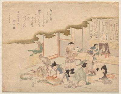 De zeven goden van geluk (shichifuku-jin) vieren het nieuwe jaar door Katsushika Hokusai