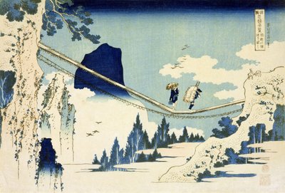 De Hangbrug Tussen Hida en Etchu door Katsushika Hokusai