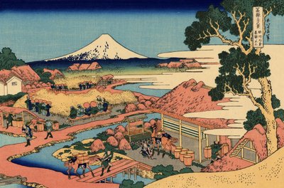 De theeplantage van Katakura in de provincie Suruga door Katsushika Hokusai