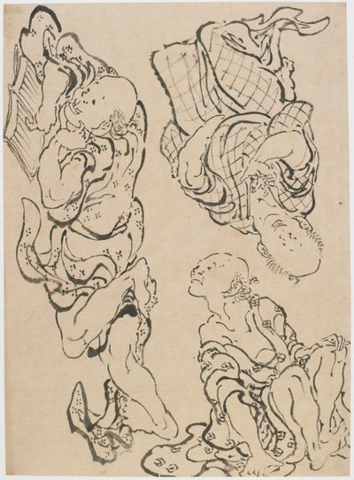 Drie figuren, laat 18e-begin 19e eeuw door Katsushika Hokusai