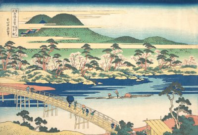 Togetsu-brug bij Arashiyama in Yamashiro, uit de serie Opmerkelijke uitzichten van bruggen door Katsushika Hokusai