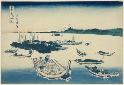 Tsukudajima in de Provincie Musashi, uit de serie "Zesendertig Zichten op de Berg Fuji" door Katsushika Hokusai