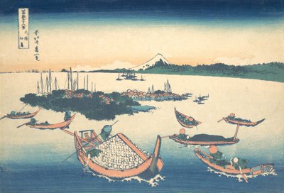 Tsukudajima in de provincie Musashi Buyo Tsukudajima, uit de serie Zesendertig Zichten..., ca. 1830-32 door Katsushika Hokusai