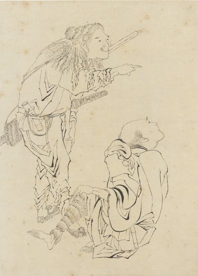 Twee Jagers, Edo periode door Katsushika Hokusai