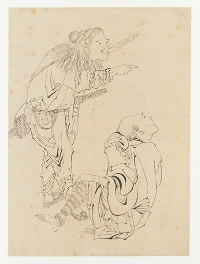 Twee jagers, Edo-periode, 19e eeuw door Katsushika Hokusai