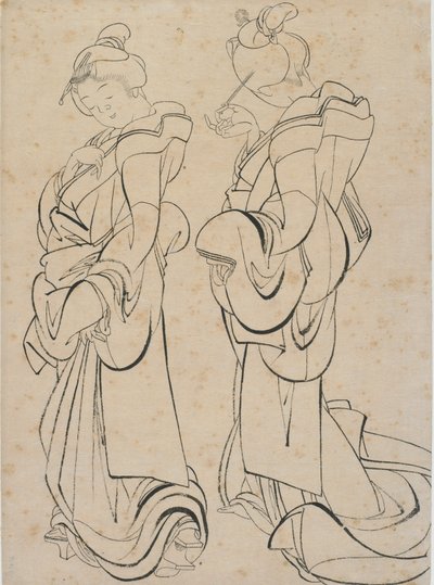 Twee vrouwen door Katsushika Hokusai