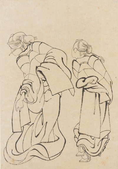 Twee vrouwen, laat 18e-begin 19e eeuw door Katsushika Hokusai