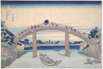 Onder Mannenbrug bij Fukagawa, uit de serie Zesendertig gezichten op de berg Fuji door Katsushika Hokusai