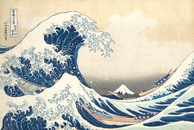 Onder de golf bij Kanagawa (Kanagawa oki nami ura), ook bekend als De grote golf, uit de serie Zesendertig gezichten op de berg Fuji (Fugaku sanjūrokkei) door Katsushika Hokusai