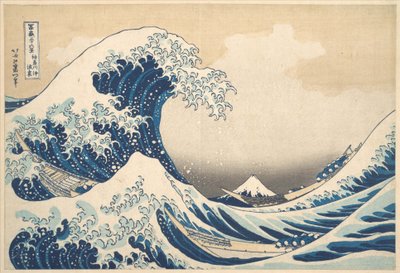 Onder de golf bij Kanagawa (Kanagawa oki nami ura), oftewel De grote golf, uit de serie Zesendertig gezichten op de berg Fuji (Fugaku sanjūrokkei) door Katsushika Hokusai