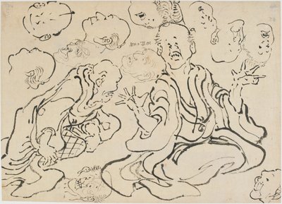 Verschillende Gezichten, Edo periode, ca. 1830 door Katsushika Hokusai