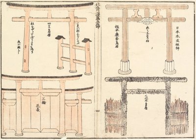 Verschillende soorten torii-bogen door Katsushika Hokusai