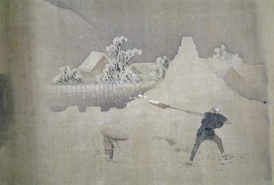 Uitzicht op Mt. Fuji, van de geschilderde rol van Twaalf Uitzichten van Mt. Fuji door Katsushika Hokusai