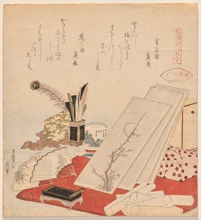 Witte schelpen, uit de serie Genroku Gedicht-Schelp Matching Spel door Katsushika Hokusai