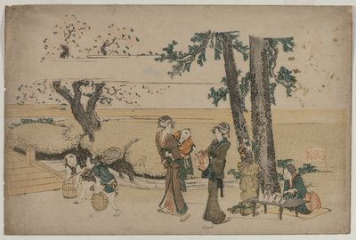 Vrouw die een Wegwinkel Nabij Oji Passeert door Katsushika Hokusai