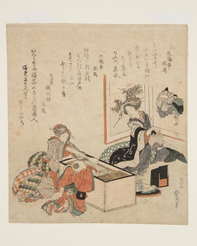 Vrouwen Thee Bereiden Rond de Vuurhouder door Katsushika Hokusai