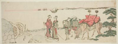 Vrouwen en aanwezigen bij het strand van Tanakawa door Katsushika Hokusai