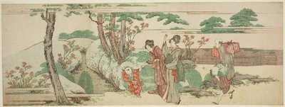 Vrouwen en kinderen op een picknick door Katsushika Hokusai