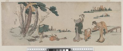 Vrouwen leiden een kind af wiens vlieger in een boom is vastgelopen, Edo-periode, ca. 1800 door Katsushika Hokusai