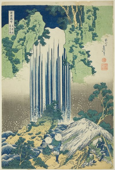 Yoro Waterval in de Provincie Mino (Mino no kuni Yoro no taki), uit de serie Rondreis langs de Watervallen in Verschillende Provincies (Shokoku Takimeguri) door Katsushika Hokusai
