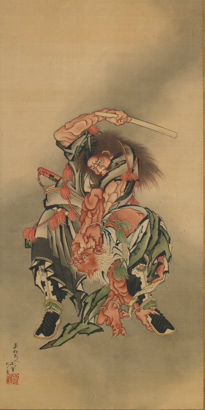 Zhong Kui Shoki doodt een demon, Edo-periode door Katsushika Hokusai