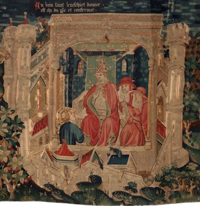 Geschiedenis van Sint Piat en Sint Eleuthère, ook wel tapijt van Arras genoemd. Besteld door kanunnik Toussaint Prier, kapelaan van de hertog van Bourgondië, eind 14e-begin 15e eeuw (wandtapijt) door Alec Hunter