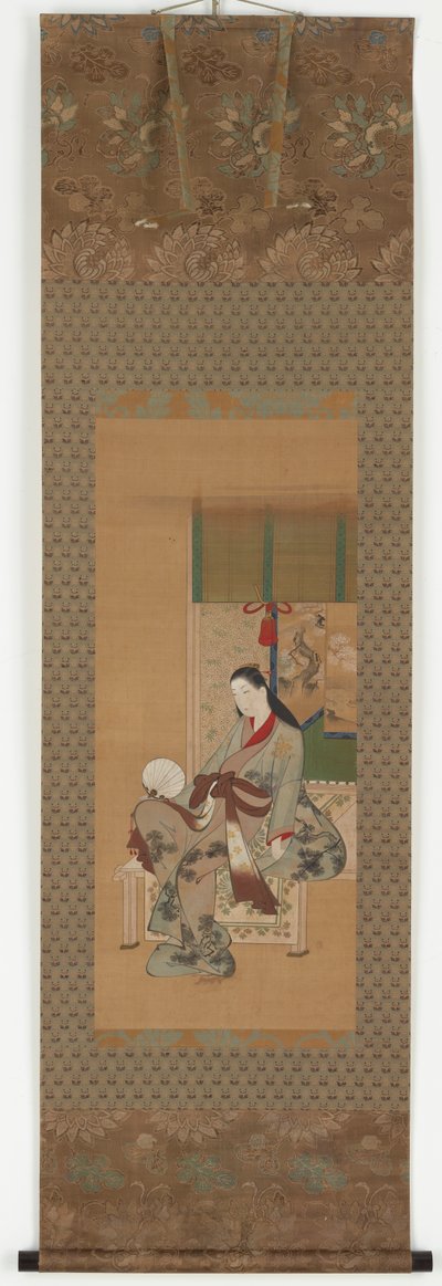 Een meisje zittend op een veranda, Edo-periode, 18e eeuw door Kawamata Tsuneyuki