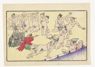 Penis wedstrijd door Kawanabe Kyosai