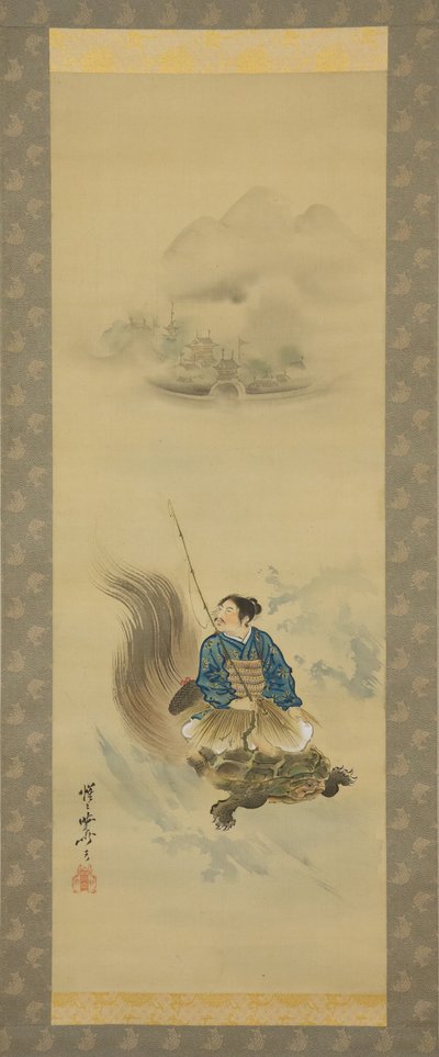 Urashima Taro rijdend op een schildpad, na 1888 door Kawanabe Kyosai