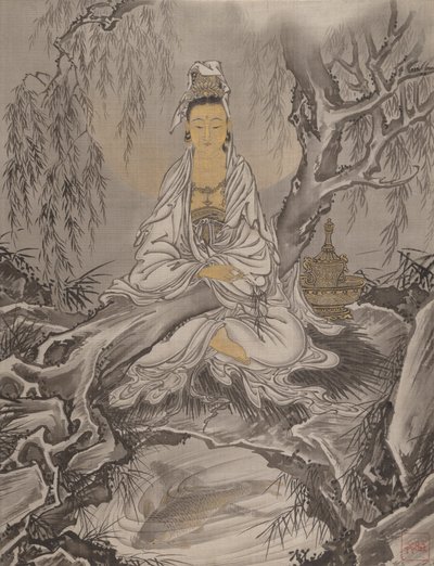 Wit-Geklede Kannon, ca. 1887 door Kawanabe Kyosai