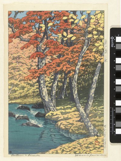 Herfst in Oirase door Kawase Hasui (signed by artist)