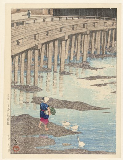 De Gion brug te Hondo in Amakusa door Kawase Hasui