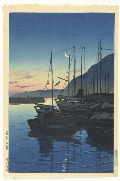 Ochtend in Beppu (Reissouvenirs, de derde serie) door Kawase Hasui