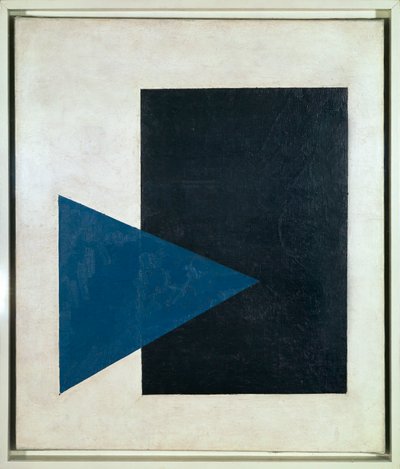 Zwart vierkant, blauwe driehoek (olieverf op doek) door Kazimir Severinovich Malevich
