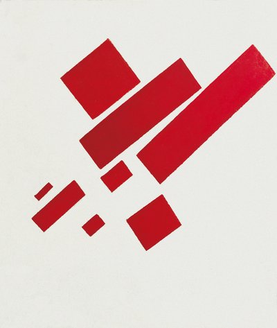 Acht rode rechthoeken door Kazimir Severinovich Malevich