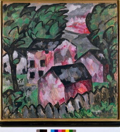 Landschap met rode huizen door Kazimir Severinovich Malevich