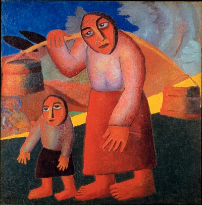 Boer met emmers Schilderij door Kasimir Malevitsj (1878-1935) 1911 Amsterdam, Stedelijk Museum door Kazimir Severinovich Malevich