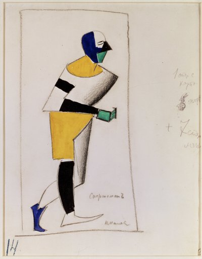 Sportman. Kostuumontwerp voor de opera Overwinning op de zon door A. Kruchenykh door Kazimir Severinovich Malevich