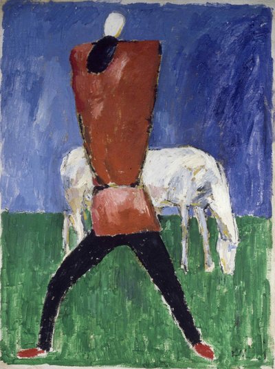 Het witte paard man en paard, 1930-1931 door Kazimir Severinovich Malevich