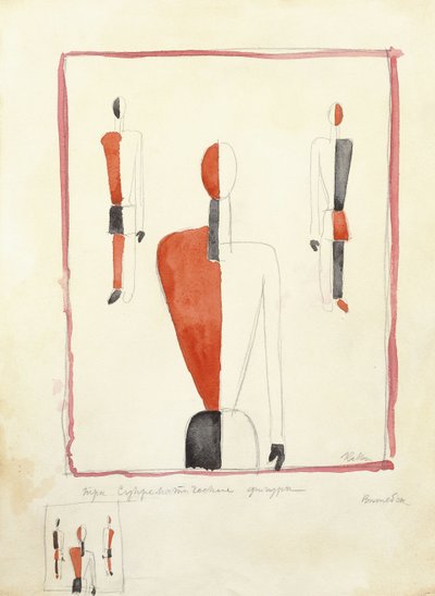 Drie suprematistische figuren, ca. 1921-2 door Kazimir Severinovich Malevich