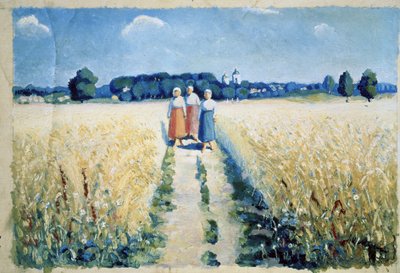 Drie vrouwen op de weg door Kazimir Severinovich Malevich