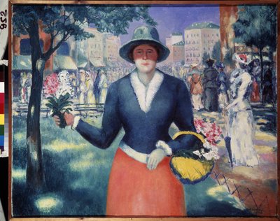 Een bloemenmeisje door Kazimir Severinovich Malevich