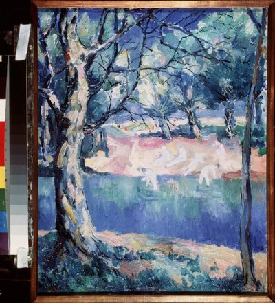 Een rivier in het bos door Kazimir Severinovich Malevich